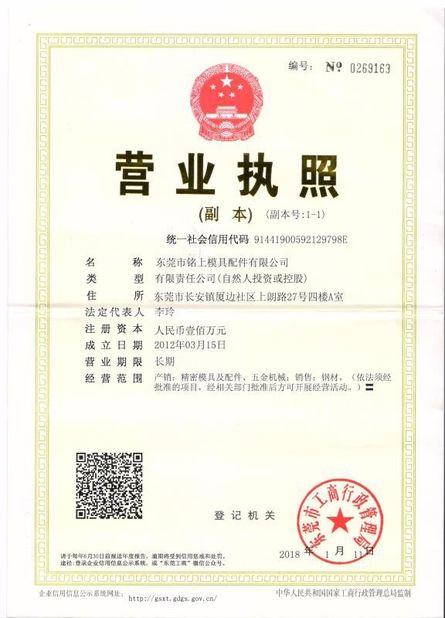 China Senlan Precision Parts Co.,Ltd. Certificaten